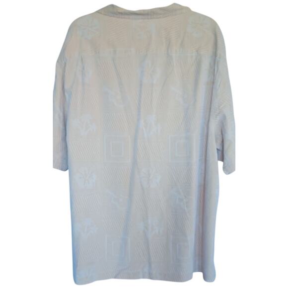 VTG 100% Silk Button Up Shirt Yellow Floral Palm Tree Embossed Pattern Men's XXL - Picture 4 of 7